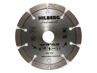 HM102 Алмазный круг 125х22,23 мм по ж/бетону Hard Materials HILBERG (Лазерная сварка. Обрабатываемый материал:кирпич, керамогранит, армированный бетон купить в Минске.