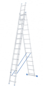 97824 Лестница, 3х14 ступеней, алюминиевая, трехсекционная СИБРТЕХ
