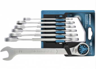 14859 Набор ключей комбинированных трещоточных GROSS, СRV, 7 шт. 8-19 мм купить в Минске.