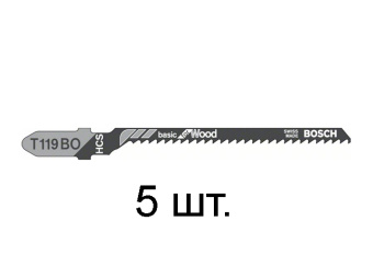 2608630310 Пилка лобзиковая по дереву T119BO (5 шт.) BOSCH (пропил криволинейный, грубый, для базовых работ) купить в Минске.