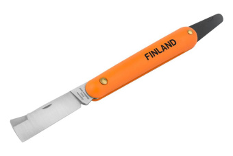 1454 FINLAND Нож прививочный с язычком для отгиба коры и прямым лезвием из нержавеющей стали купить в Минске, низкие цены.