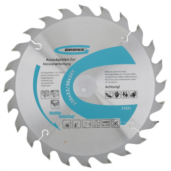 73331 Пильный диск по дереву GROSS ф230 х 32 мм, 24 зуба + кольцо 32/30мм купить в Минске.