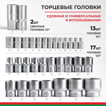 Набор инструментов 108пр. БелАК Профи БАК.07001 (1/4", 1/2", 6 граней, тройная закалка V3) купить в Минске. - №6