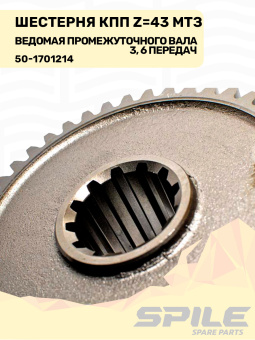 50-1701214 Шестерня ведомая МТЗ промежуточного вала КПП 3-й, 6-й передачи, z=43, SPILE - №8