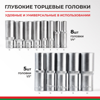 Набор инструментов 108пр. БелАК Профи БАК.07001 (1/4", 1/2", 6 граней, тройная закалка V3) купить в Минске. - №7