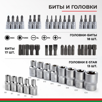 Набор инструментов 108пр. БелАК Профи БАК.07001 (1/4", 1/2", 6 граней, тройная закалка V3) купить в Минске. - №5