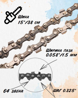 130180 Цепь 325-1,5мм-64 (15") купить в Минске, оптимальные цены.