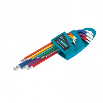 16400 Набор ключей имбусовых HEX, 1,5–10 мм, S2, 9 шт., магнит, экстра-длин. с шаром, хром/краска GROSS купить в Минске. - №2