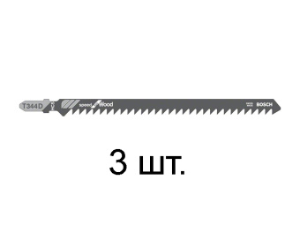 2608637944 Пилка лобзиковая по дереву T344D (3 шт.) BOSCH (пропил прямой, грубый, быстрый рез) купить в Минске.