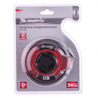 31281 Рулетка геодезическая MATRIX 30 м х 12,5 мм, закр. корп., стальная лента, односторон. шкала, PRO купить в Минске. - №1