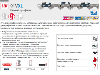 91VXL052E Цепь 35 см 14" 3/8" LP 1.3 мм 52 зв. 91VXL OREGON купить в Минске, оптимальные цены.